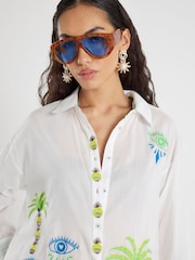 River Island Palm Tree Embroidered Shirt - Image 3 of 4
