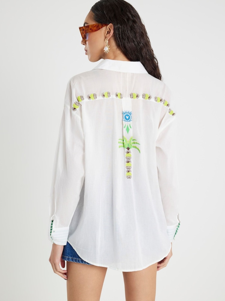 River Island Palm Tree Embroidered Shirt - Image 4 of 4