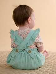 Purebaby Blue Embroidered Dungarees Set - Image 3 of 7