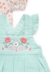 Purebaby Blue Embroidered Dungarees Set - Image 6 of 7