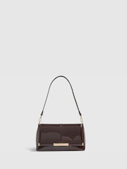 River Island Brown Patent Bar Front Clutch Bag - Image 2 of 5