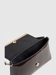 River Island Brown Patent Bar Front Clutch Bag - Image 4 of 5