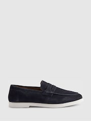 River Island Blue Suede Smart Loafers - Image 1 of 5