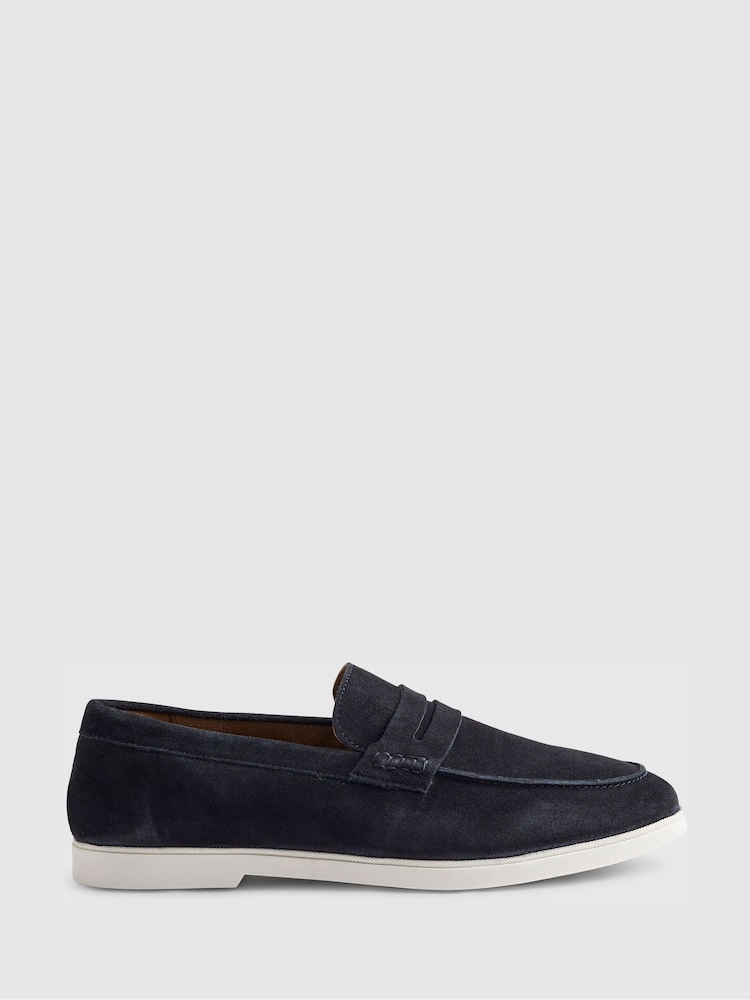 River Island Blue Suede Smart Loafers - Image 1 of 5