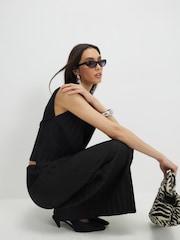 River Island Black Plisse Asym Hem Top - Image 4 of 4