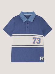 Monsoon Blue Chambray Collar Polo Shirt - Image 2 of 4