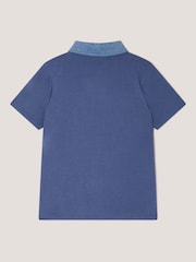 Monsoon Blue Chambray Collar Polo Shirt - Image 3 of 4