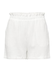 JDY White Relaxed Waist Cheesecloth Beach Shorts - Image 5 of 6