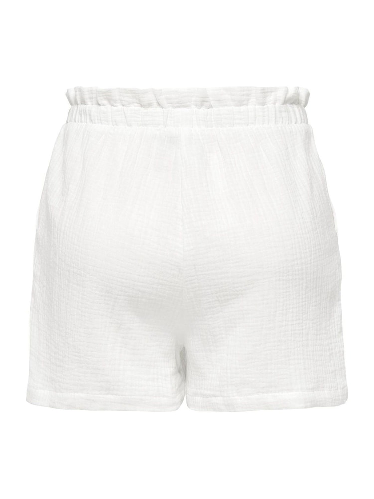 JDY White Relaxed Waist Cheesecloth Beach Shorts - Image 6 of 6 JDY White Relaxed Waist Cheesecloth Beach Shorts - Image 6 of 6