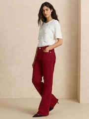 Red Mid Rise Stretch Bootcut Jeans - Image 1 of 8