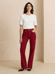 Red Mid Rise Stretch Bootcut Jeans - Image 2 of 8
