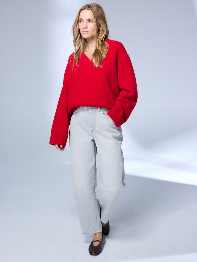 Grey Barrel Leg Jeans - Image 1 of 8
