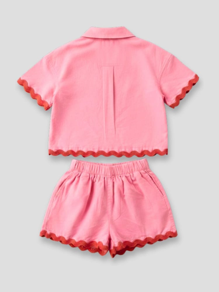 Angel & Rocket Pink Brooke Ric Rac Trim Shorts And Shirt Set - Image 2 of 2