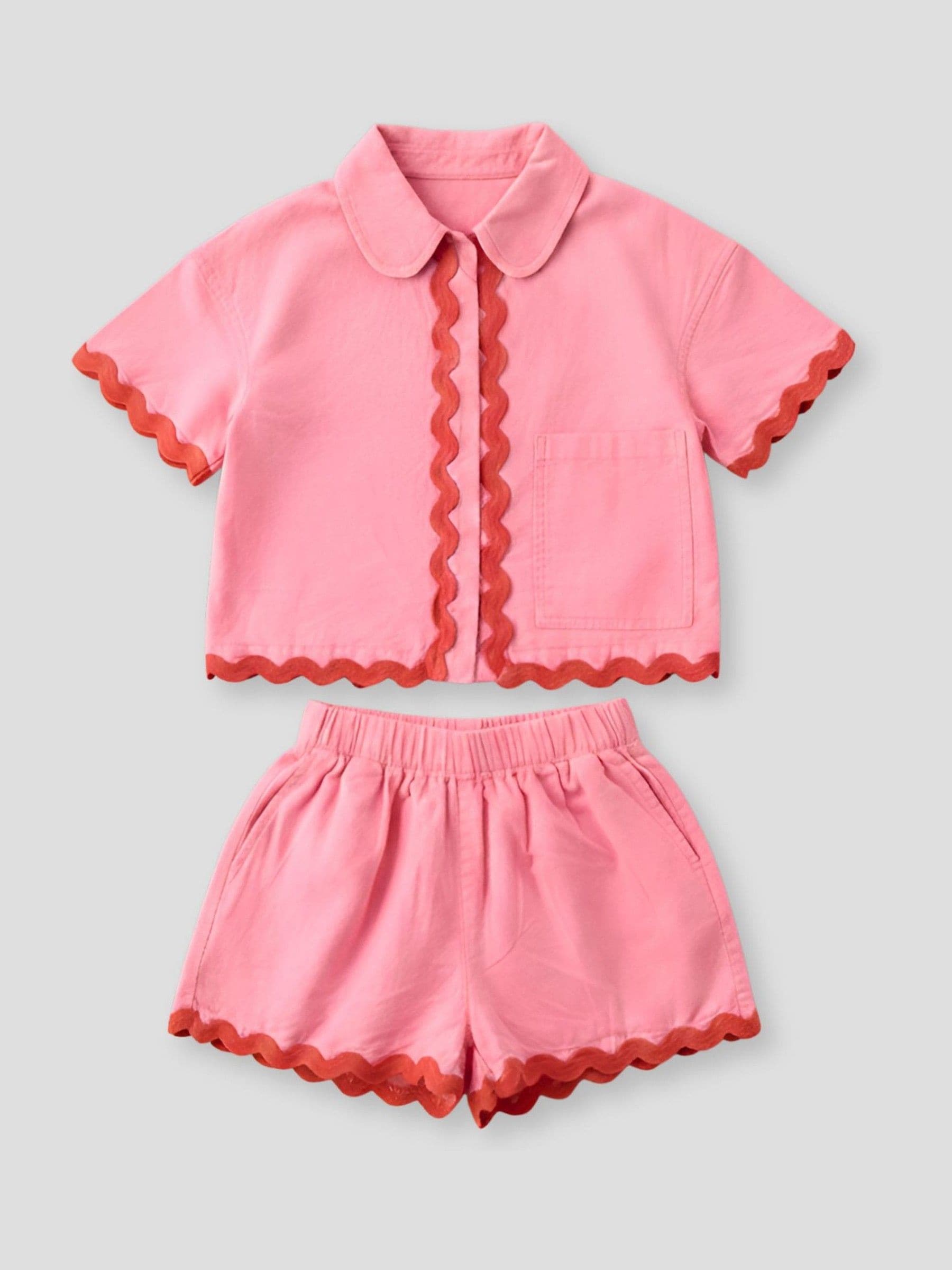 S♡ Buy Angel & Rocket Pink Brooke Ric Rac Trim Shorts And Shirt Set