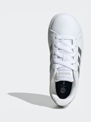 adidas White Grand Court Lifestyle Tennis Lace-Up Shoes - Image 6 of 9