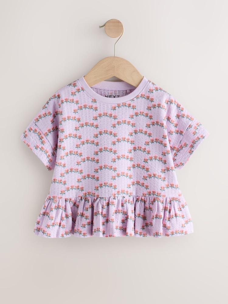 أرجواني - تيشرت بكُم قصير وكشكشة (للأعمار من 3 شهور إلى 7 سنوات) - صورة 1 من 4