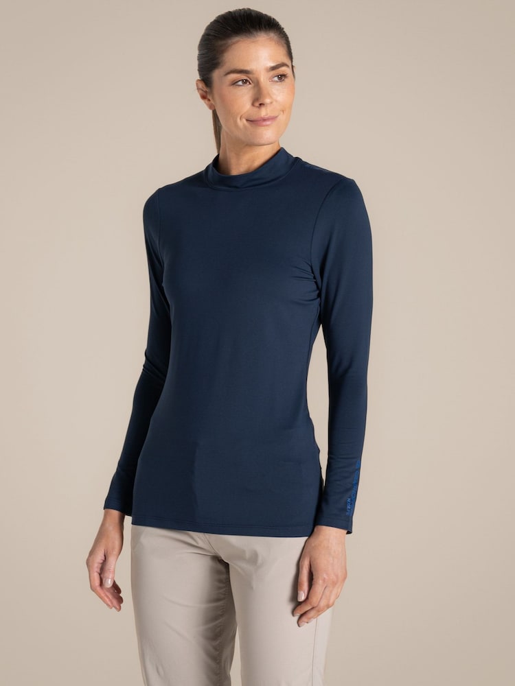 Craghoppers Blue NosiLife Long Sleeved Mock Neck Top - Image 1 of 6 Craghoppers Blue NosiLife Long Sleeved Mock Neck Top - Image 1 of 6