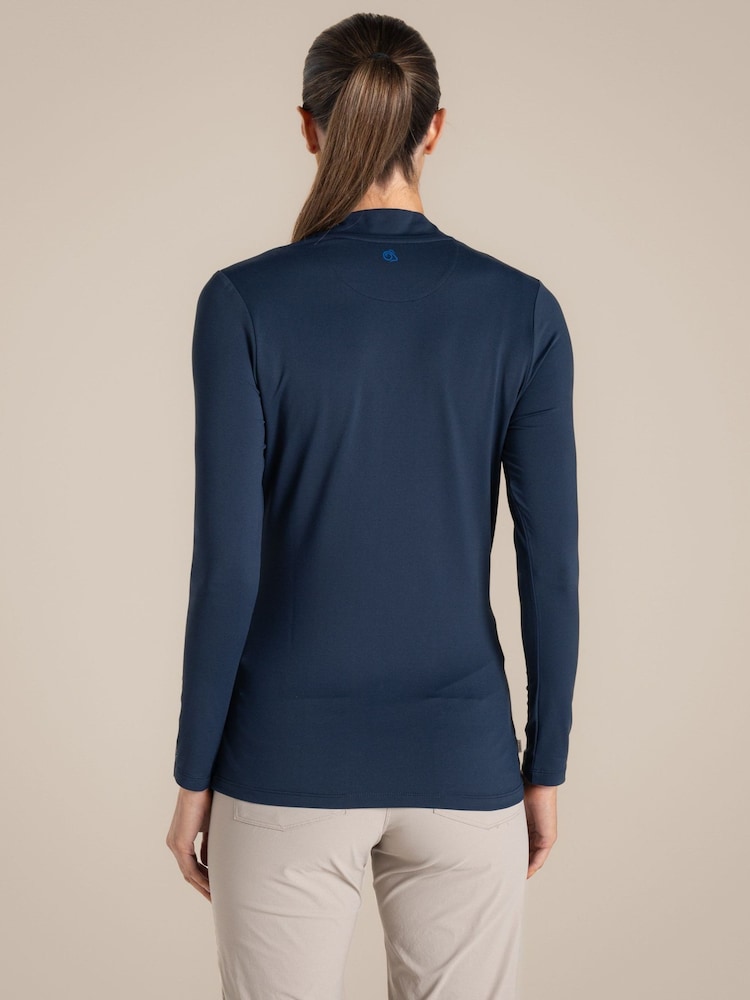 Craghoppers Blue NosiLife Long Sleeved Mock Neck Top - Image 2 of 6 Craghoppers Blue NosiLife Long Sleeved Mock Neck Top - Image 2 of 6