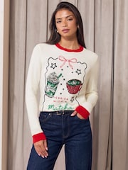 Lipsy Christmas Merrier with a Matcha Embellished Knitted Jumper - រូបភាព 3 នៃ 6