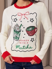 Lipsy Christmas Merrier with a Matcha Embellished Knitted Jumper - រូបភាព 5 នៃ 6