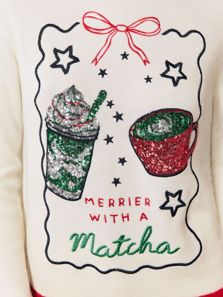 Lipsy Christmas Merrier with a Matcha Embellished Knitted Jumper - រូបភាព 6 នៃ 6