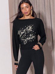 Lipsy Slash Neck Tinsel Dont Tell Santa Christmas Knit Jumper - 5의 이미지 1
