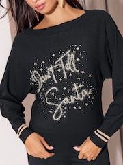 Lipsy Slash Neck Tinsel Dont Tell Santa Christmas Knit Jumper - 5의 이미지 2