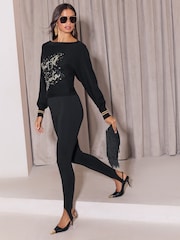 Lipsy Slash Neck Tinsel Dont Tell Santa Christmas Knit Jumper - 5의 이미지 3