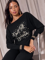 Lipsy Slash Neck Tinsel Dont Tell Santa Christmas Knit Jumper - 5의 이미지 4