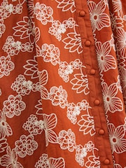 Love & Roses Rust Brown Contrast Broderie Midi Shirt Dress - Image 5 of 5