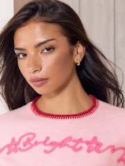 Lipsy Pink Matching Family Script Christmas Jumper - Image 4 of 7