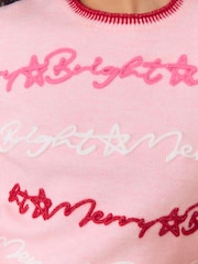 Lipsy Pink Matching Family Script Christmas Jumper - Image 6 of 7