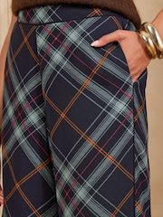 Love & Roses Navy Blue Check Wide Leg Trousers - Image 3 of 4