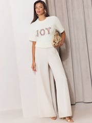 Cream Joy - Lipsy Christmas Fluffy Knitted Top - Bild 2 von 6