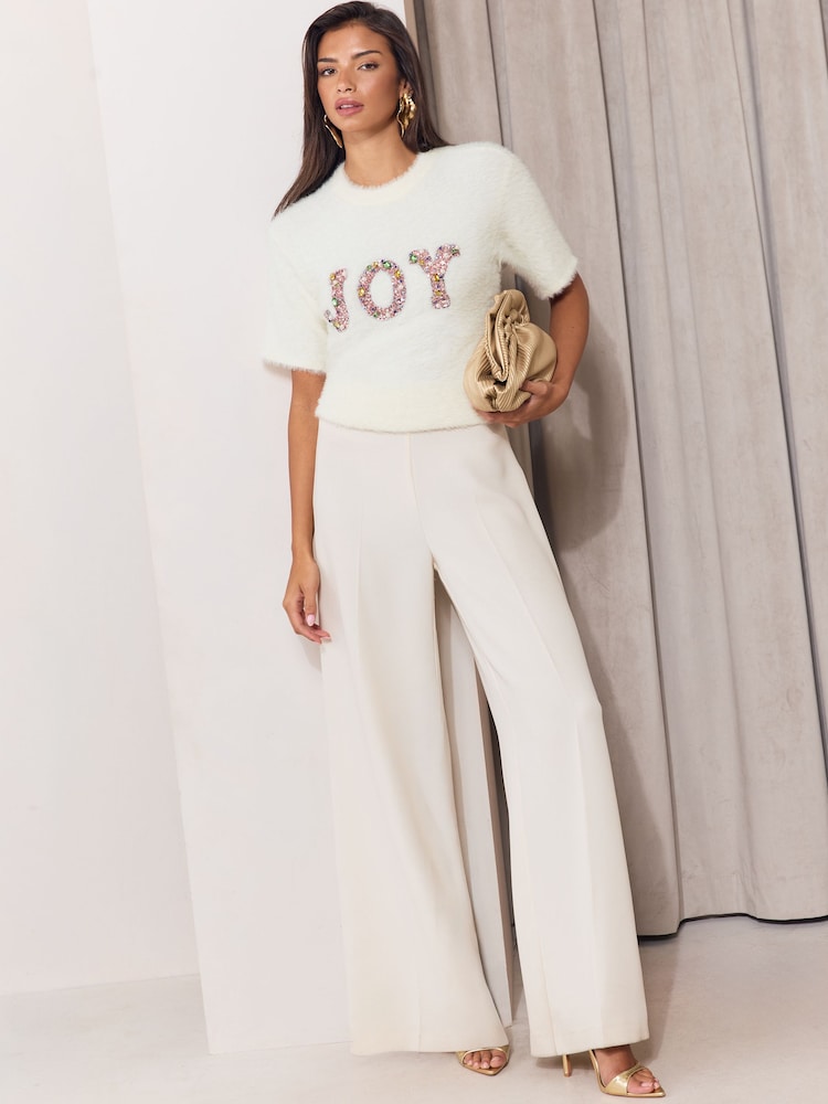 Cream Joy - Lipsy Christmas Fluffy Knitted Top - Bild 2 von 6