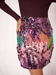 Lipsy Burgundy Red Sequin 2 in 1 Knitted Mini Dress - Image 2 of 5