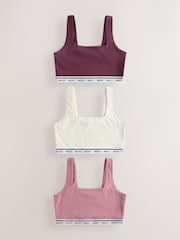 Pink/Plum/Cream 3 Pack Cotton Rich Ultimate Comfort Crop Tops - Image 1 of 6