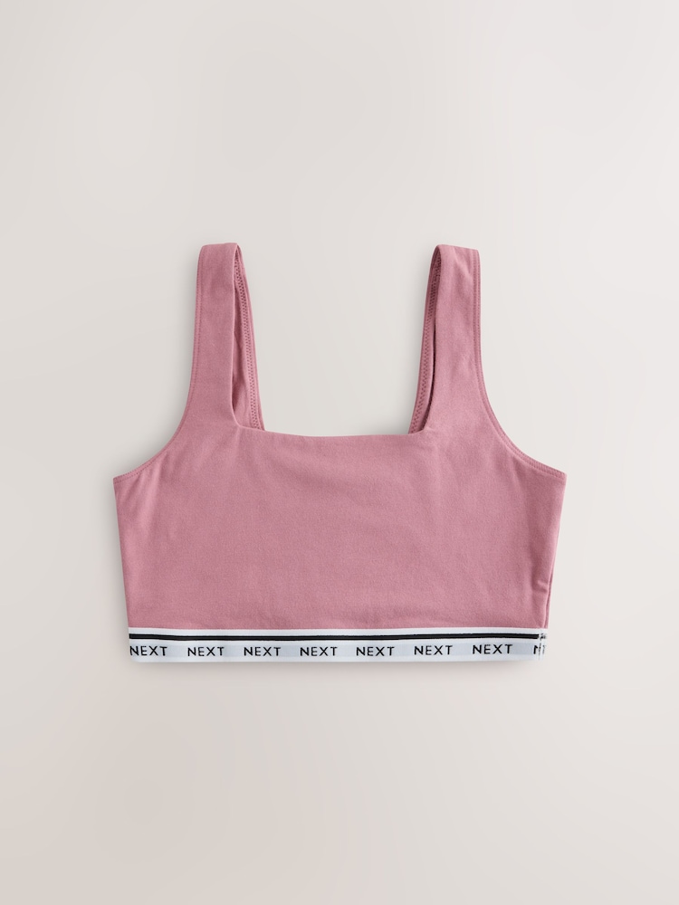 Pink/Plum/Cream 3 Pack Cotton Rich Ultimate Comfort Crop Tops - Image 2 of 6