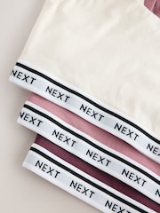 Pink/Plum/Cream 3 Pack Cotton Rich Ultimate Comfort Crop Tops - Image 6 of 6