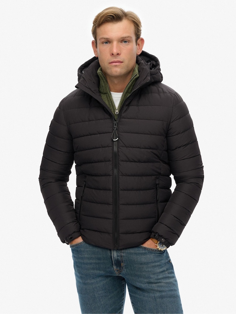 Svart - Superdry Med hette Fuji Fôret jakke - Bilde 2 av 8