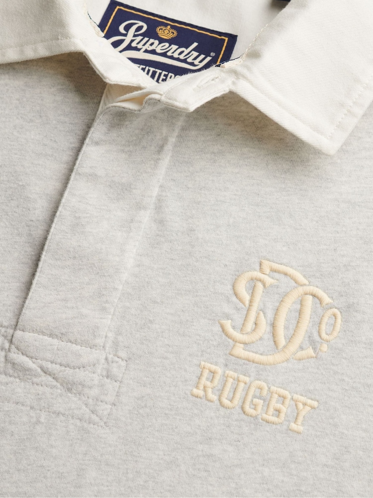 Superdry Grey Vintage Athletic Jersey Rugby T-Shirt - Image 7 of 7