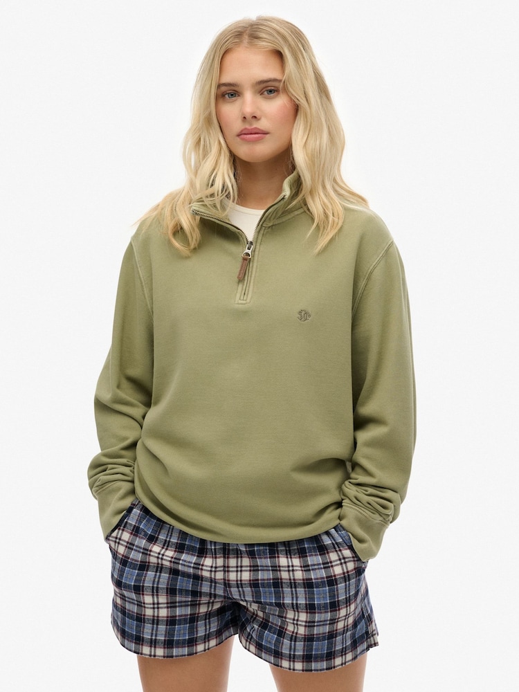 Superdry Green Classic Essential Half Zip Jumper - Image 1 of 7