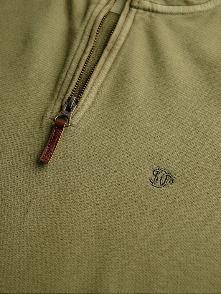 Superdry Green Classic Essential Half Zip Jumper - Image 7 of 7