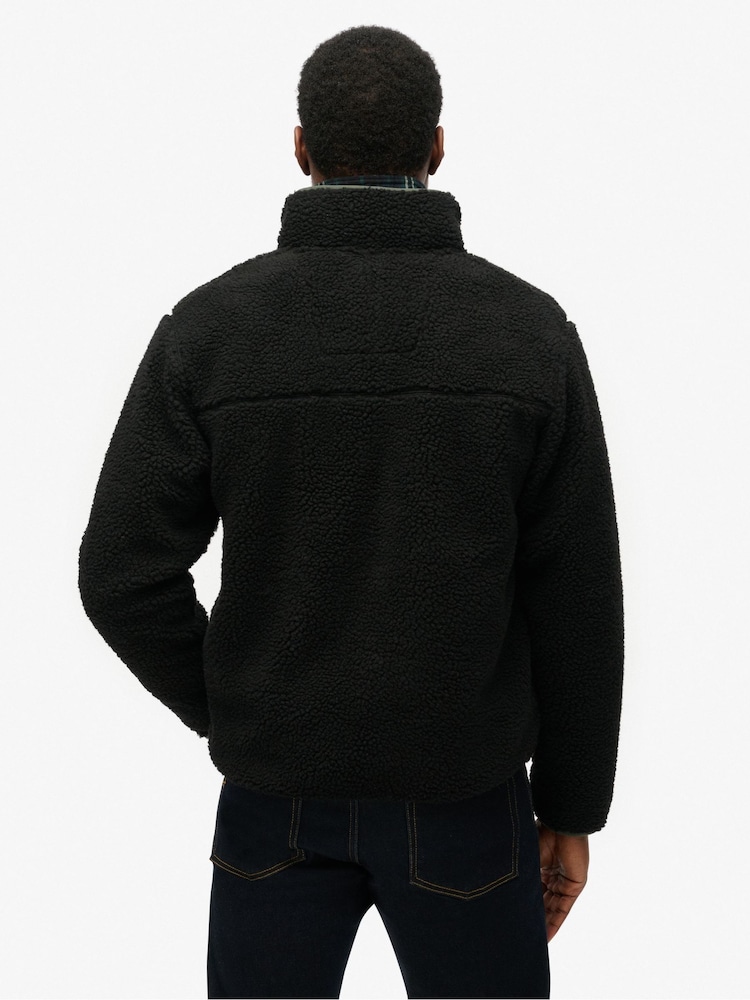 Superdry Black Vintage Retro Borg Fleece Jacket - Image 2 of 7