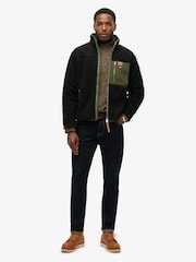 Superdry Black Vintage Retro Borg Fleece Jacket - Image 3 of 7