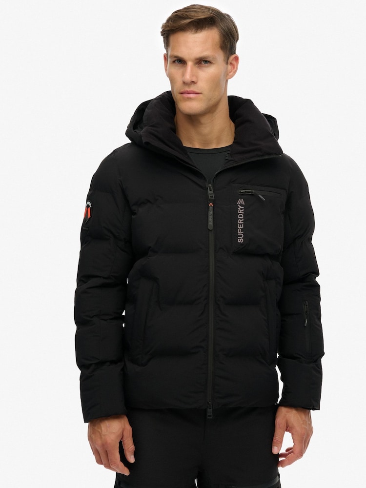 Superdry Black Ski Sports Padded Jacket - Image 1 of 8