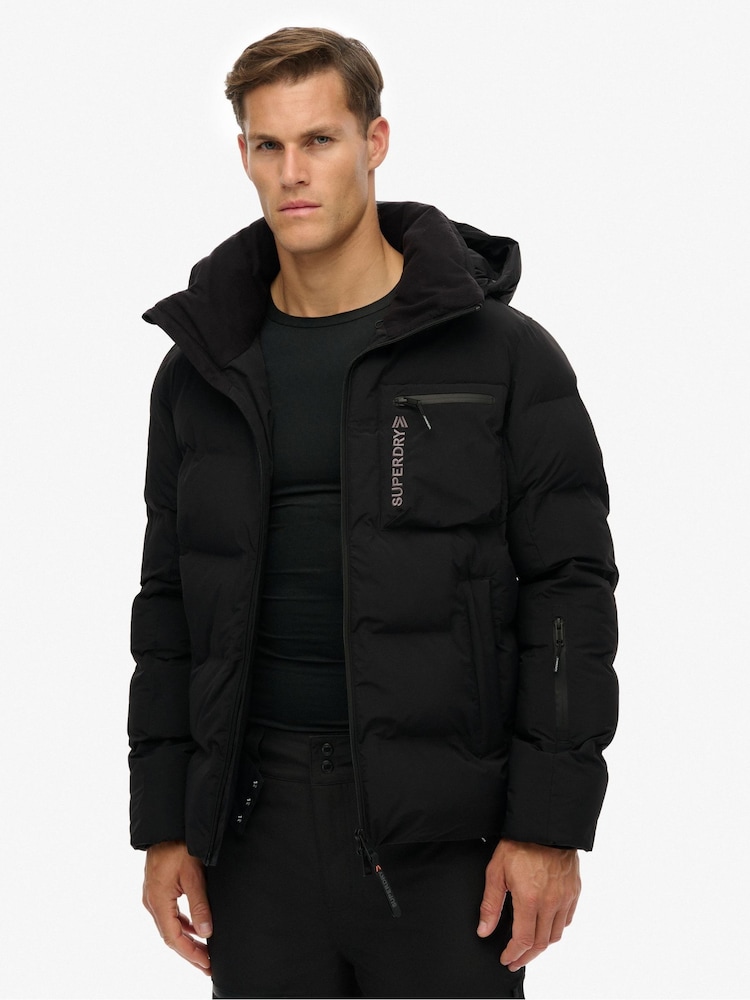 Superdry Black Ski Sports Padded Jacket - Image 2 of 8