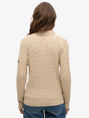 Superdry Nude Slouchy Cable Roll Neck Jumper - Image 2 of 7