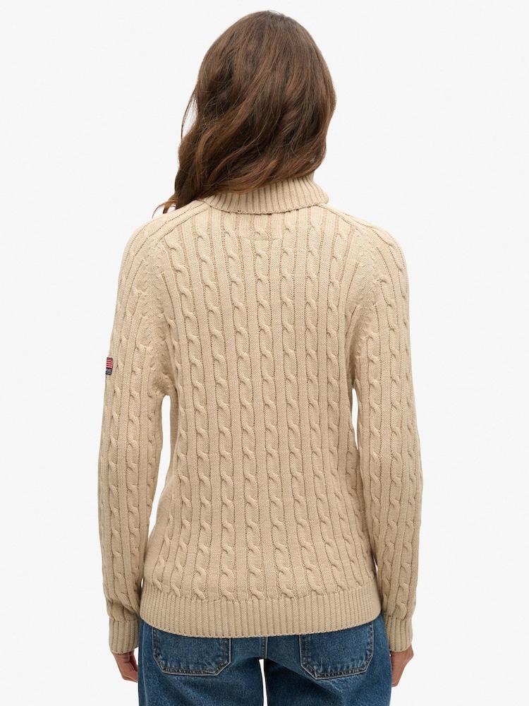 Superdry Nude Slouchy Cable Roll Neck Jumper - Image 2 of 7