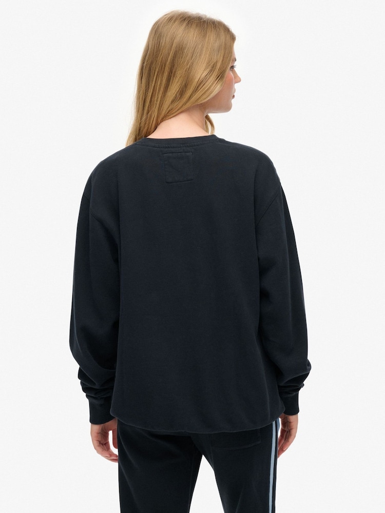 Superdry Blue Athletic Essentials Relaxed Crew Sweat Top - Image 2 of 7